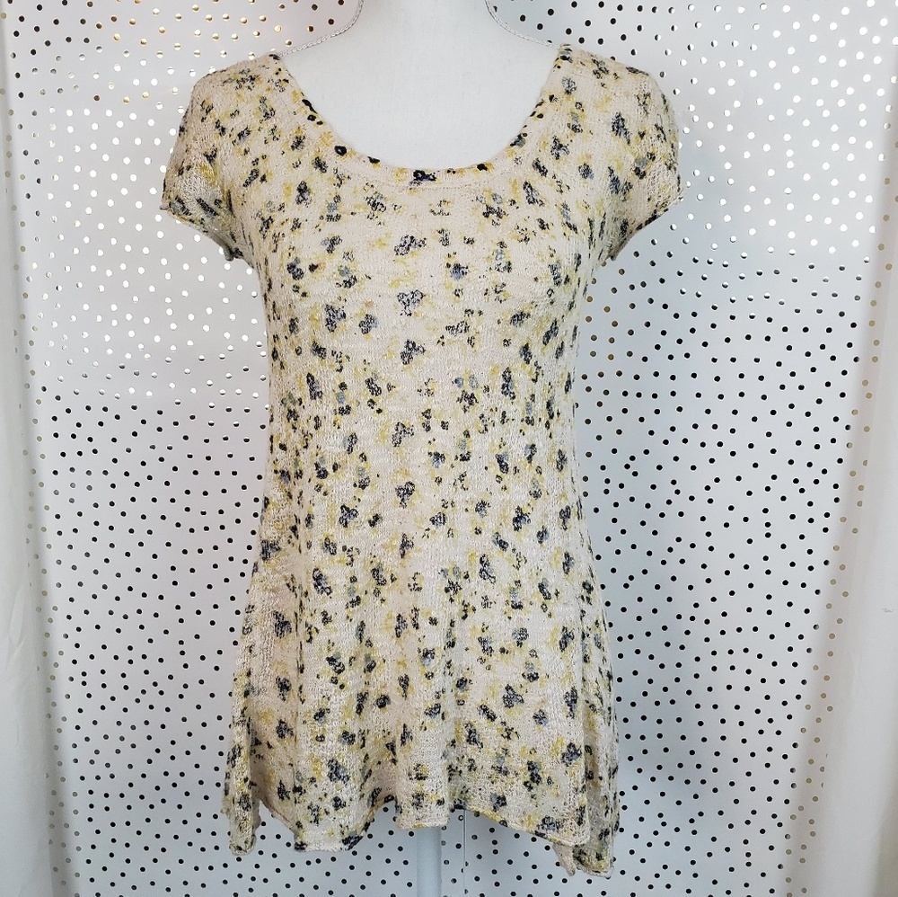 Free People Crochet Back Ditsy Tee | XS
